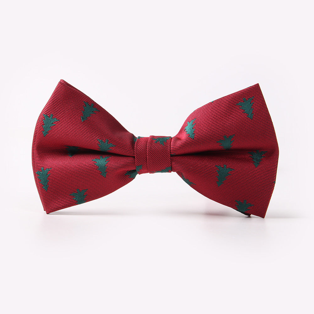 Men's Holiday Christmas Tree Snowflake Pattern Bow Tie