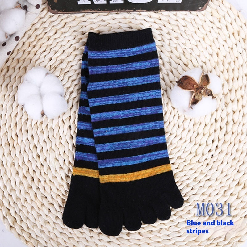 Niche Mixed Color Stripe Short Split Toe Cotton Socks
