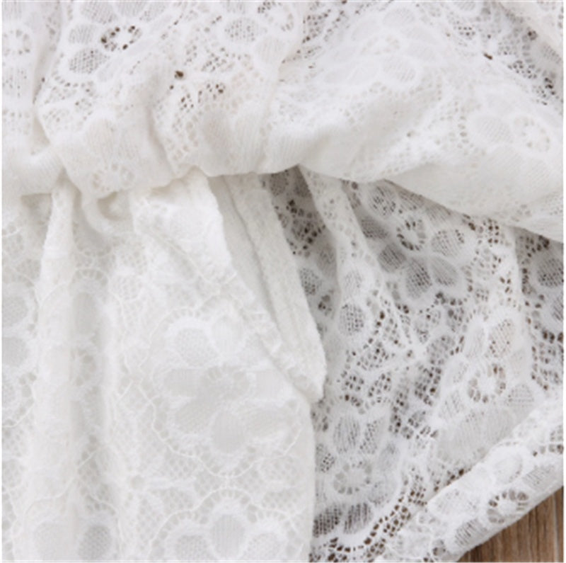 Lace Top Leopard Pants Two-piece Children's Suit