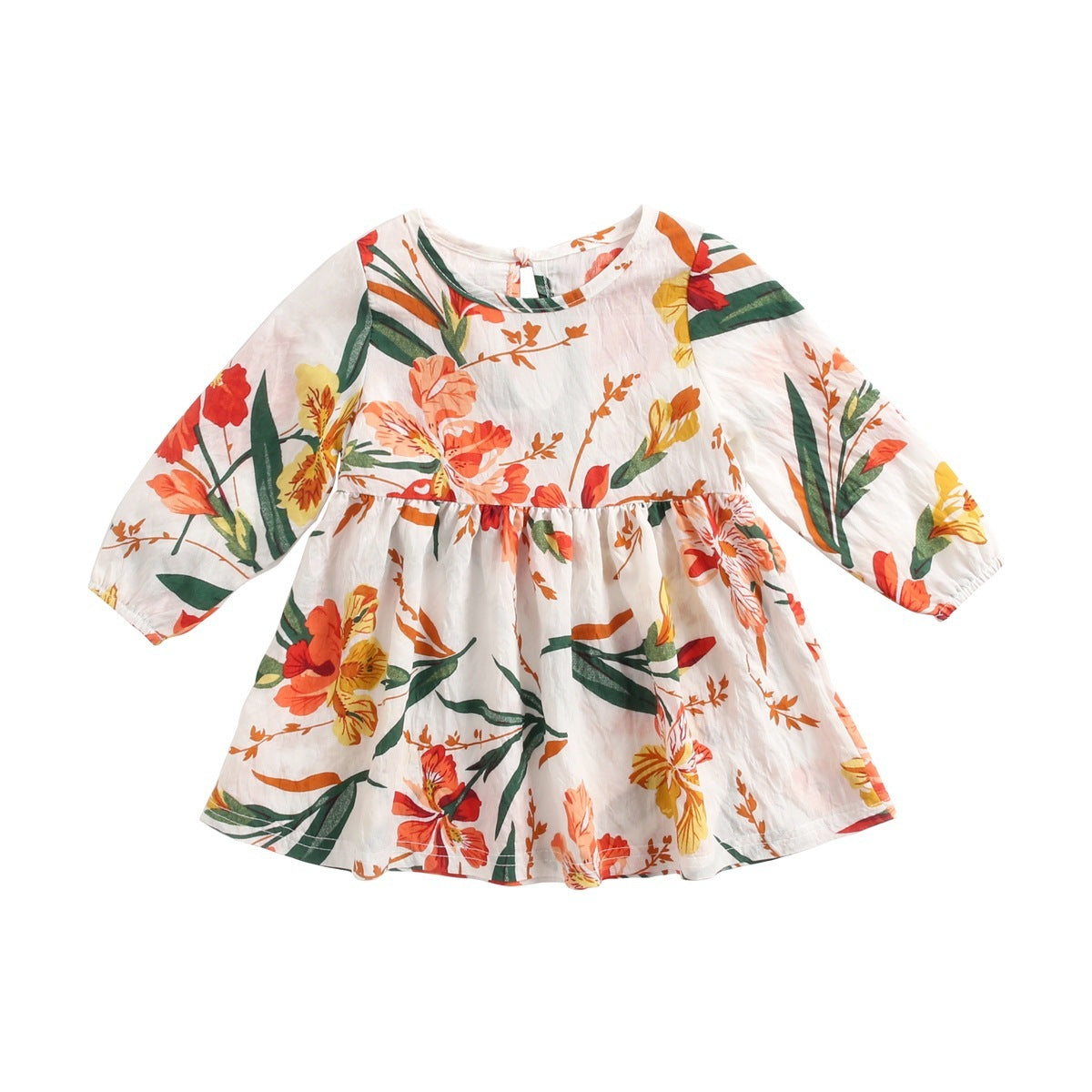 Girls Dress Autumn And Winter Baby Skirt Floral Long Sleeves