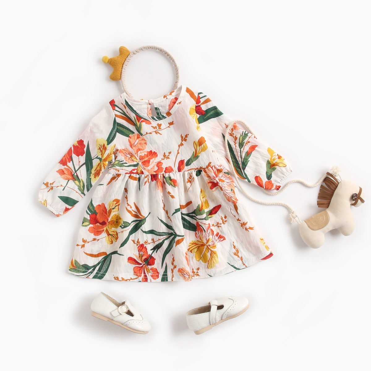 Girls Dress Autumn And Winter Baby Skirt Floral Long Sleeves