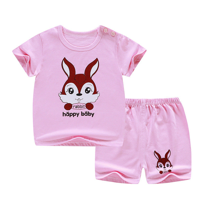 Children's Short-Sleeved Suit Men's Stall New Baby Pajamas Girls Summer Shorts