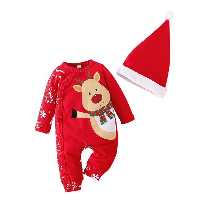 Cute Cartoon Red Onesie Romper Hat