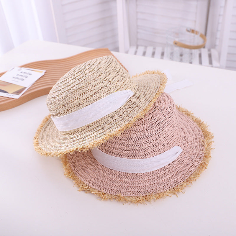 Sun-proof Sun Hollow-out Straw Hat British Flat Top