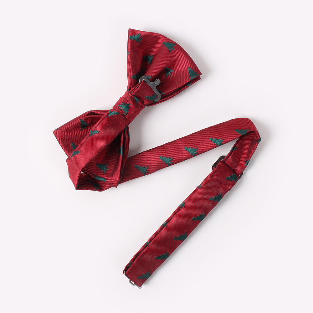 Men's Holiday Christmas Tree Snowflake Pattern Bow Tie