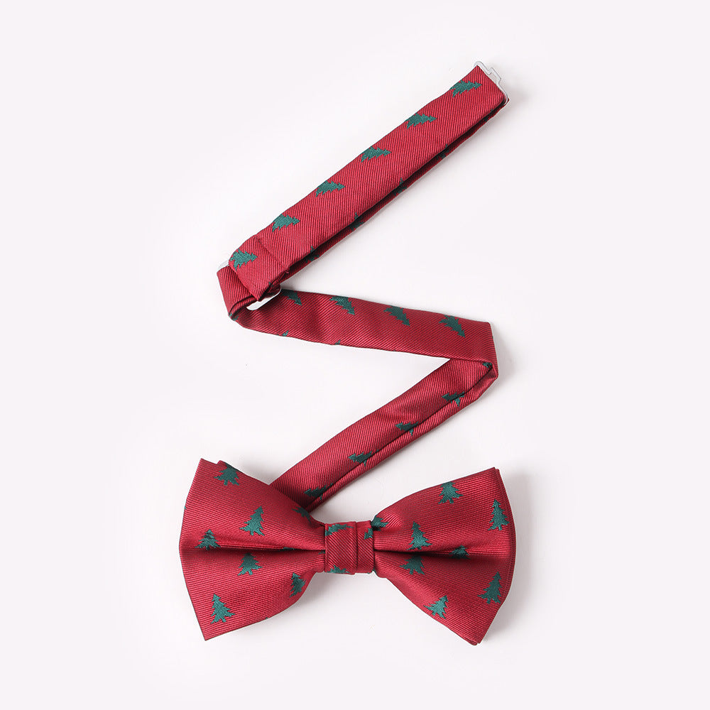 Men's Holiday Christmas Tree Snowflake Pattern Bow Tie