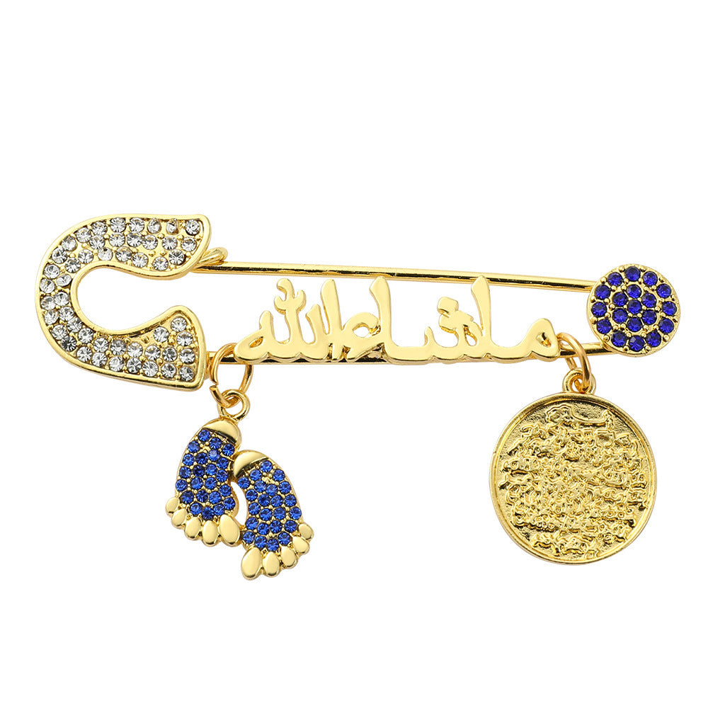 Full Diamond Foot Letter Metal Brooch Advanced Refined Personalized Clothing Ornament