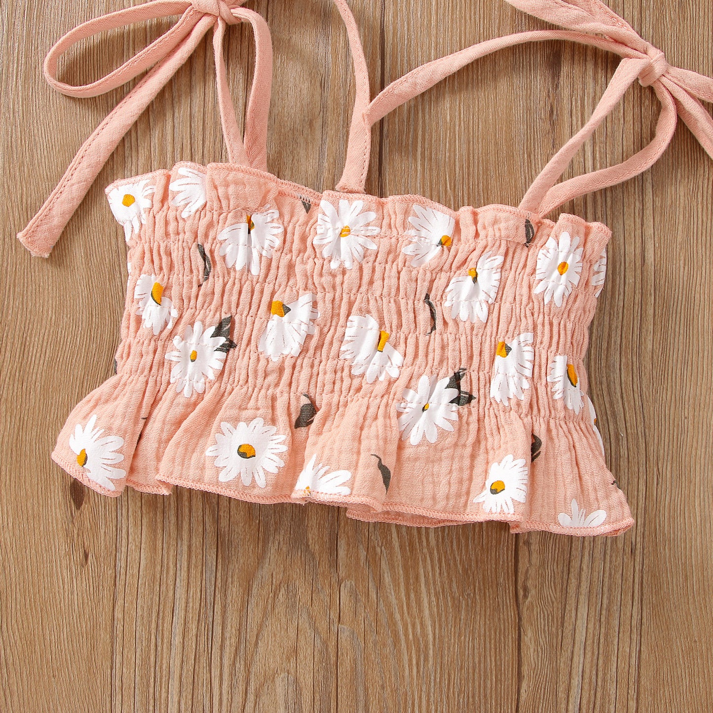 Girls Suit New Sweet Floral Suspender Pants Two-piece Set