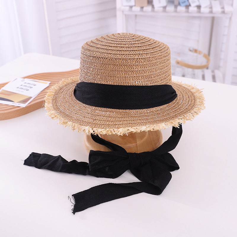 Sun-proof Sun Hollow-out Straw Hat British Flat Top