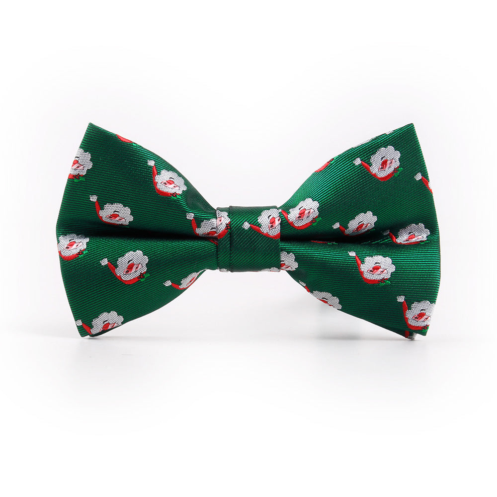 Men's Holiday Christmas Tree Snowflake Pattern Bow Tie