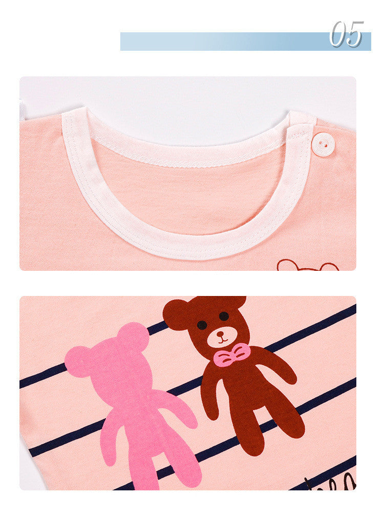 Children's Short-Sleeved Suit Men's Stall New Baby Pajamas Girls Summer Shorts