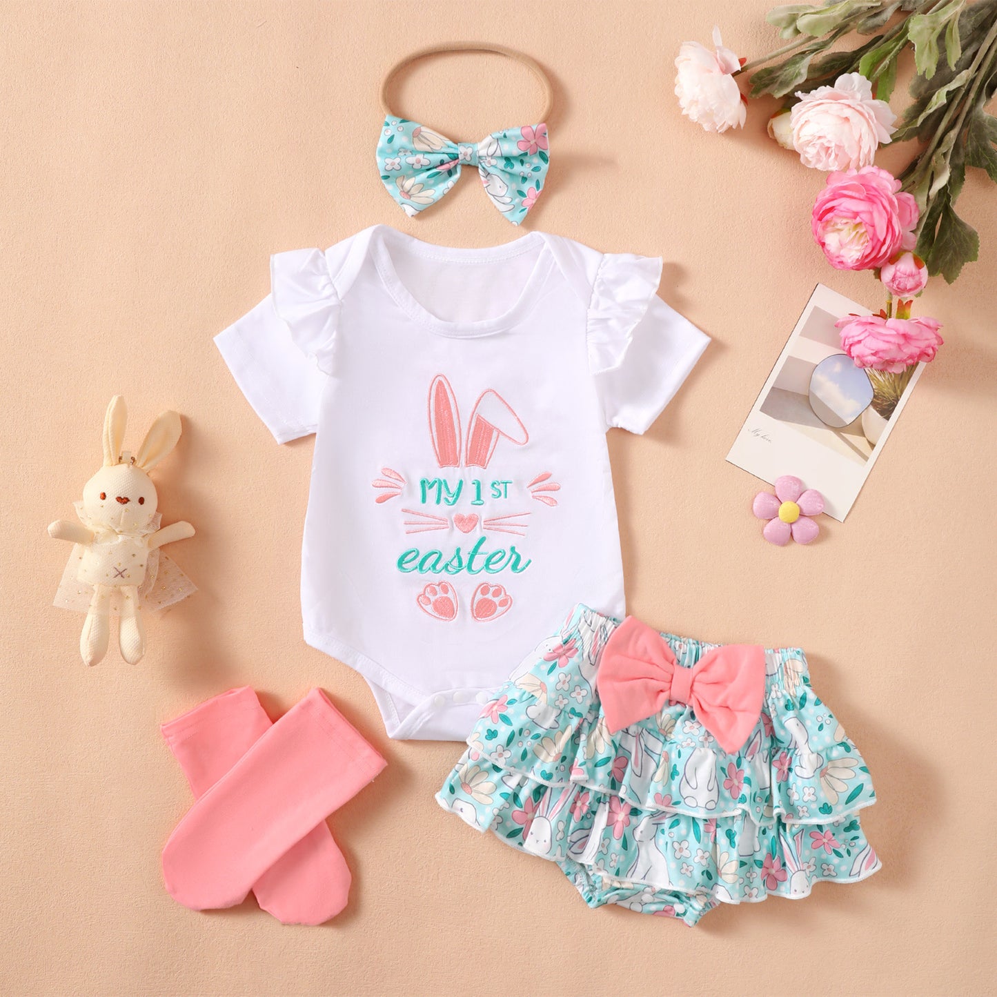 Fashion Children's Summer Embroidery Four-piece Set