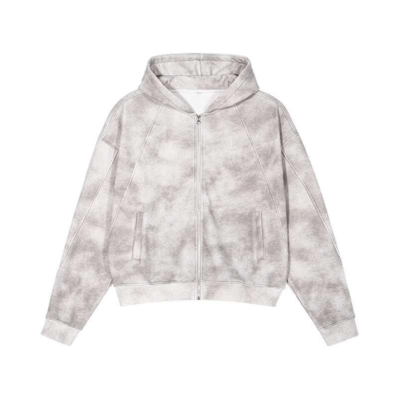 Men's Heavy Distressed Cardigan Zipper Sweater