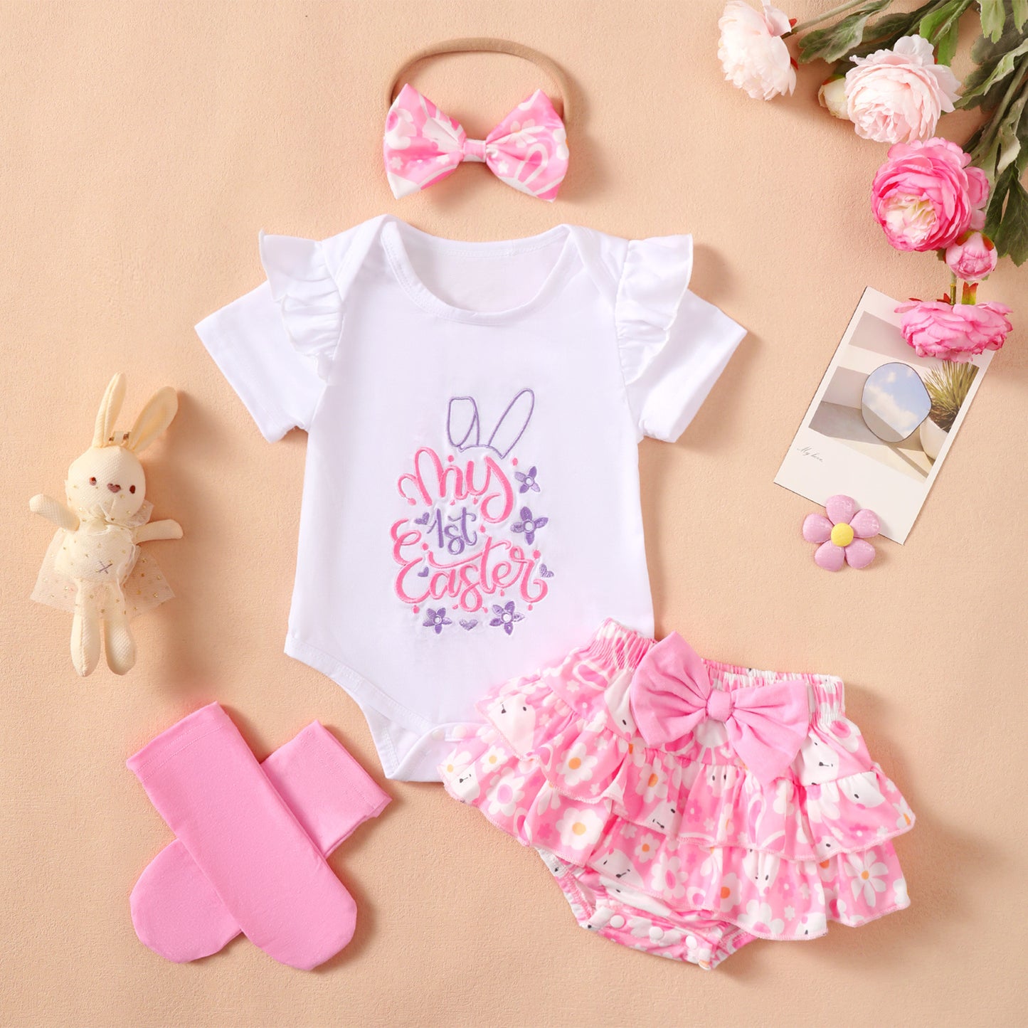 Fashion Children's Summer Embroidery Four-piece Set