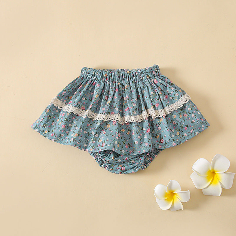 Infant Floral Culottes Lotus Leaf Lace Bread
