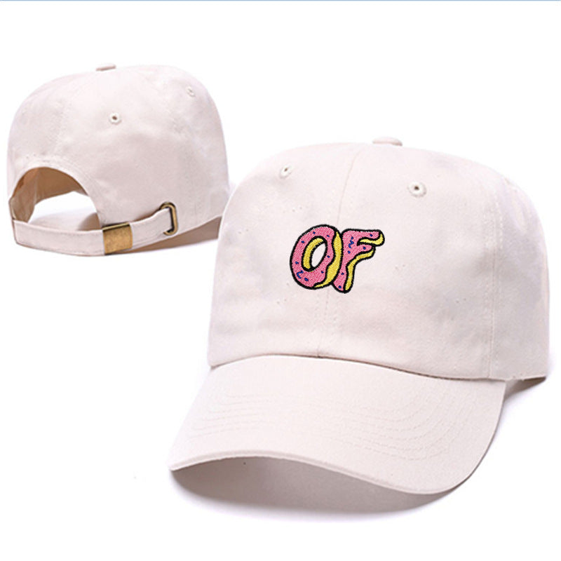 Hat OF Letter Embroidery Cap Soft Top Curved Brim Baseball Cap