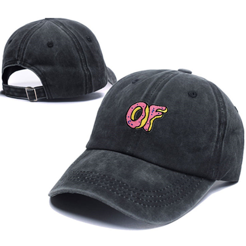 Hat OF Letter Embroidery Cap Soft Top Curved Brim Baseball Cap