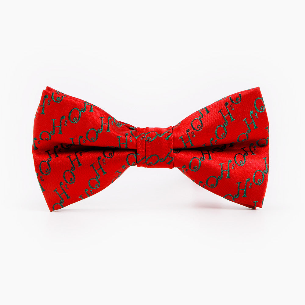 Men's Holiday Christmas Tree Snowflake Pattern Bow Tie