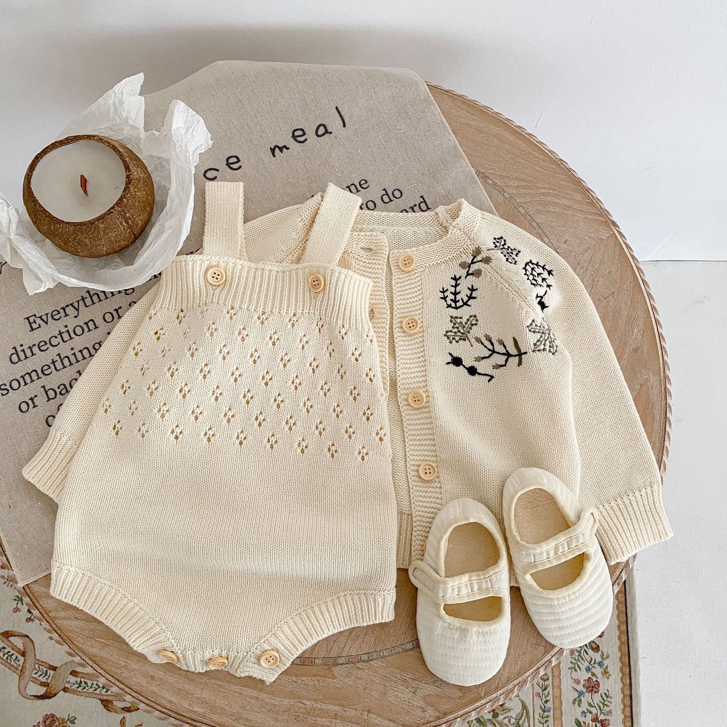 Children's Knitted Embroidered Flower Sweater