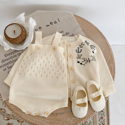 Children's Knitted Embroidered Flower Sweater