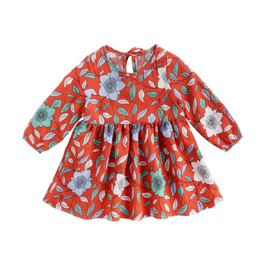 Girls Dress Autumn And Winter Baby Skirt Floral Long Sleeves