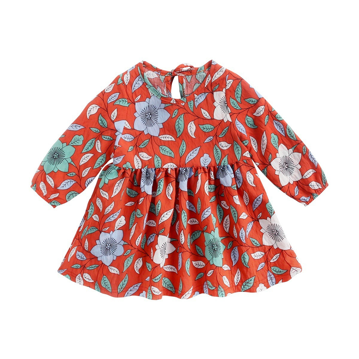 Girls Dress Autumn And Winter Baby Skirt Floral Long Sleeves