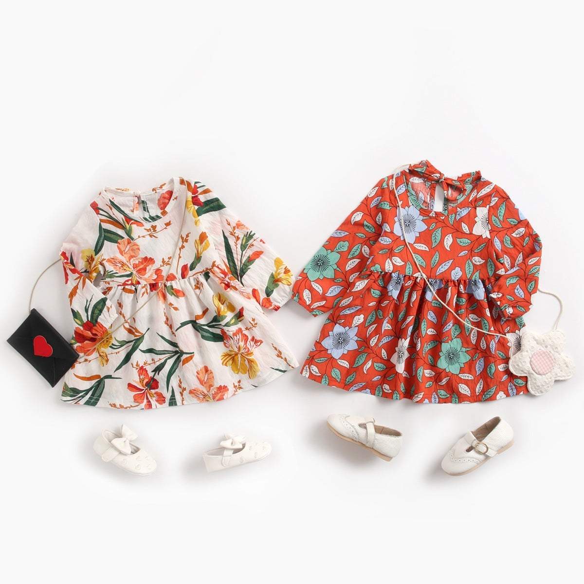 Girls Dress Autumn And Winter Baby Skirt Floral Long Sleeves