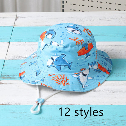 Spring And Autumn Children's Fisherman Hat Boys And Girls Print Basin Hat