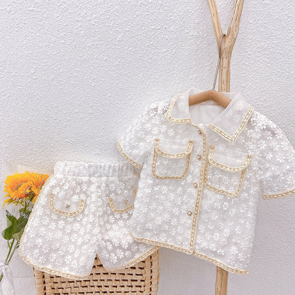 Western Style Small Fragrance Short-sleeved Shorts Suit