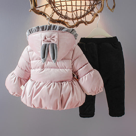 Winter children's suit with hood