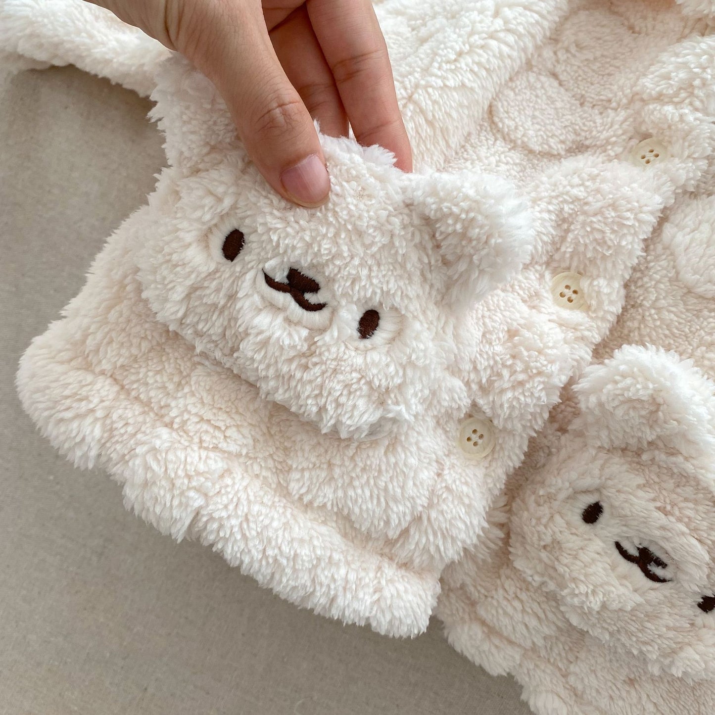 Bear Plush Coat Baby Velvet Pajamas Two-piece Set