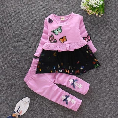 Girl's Leisure 2-piece Set With Bow Pattern Printing
