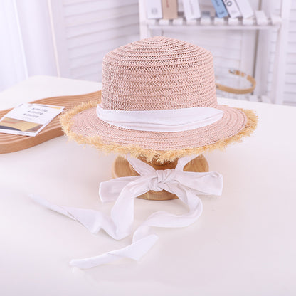 Sun-proof Sun Hollow-out Straw Hat British Flat Top