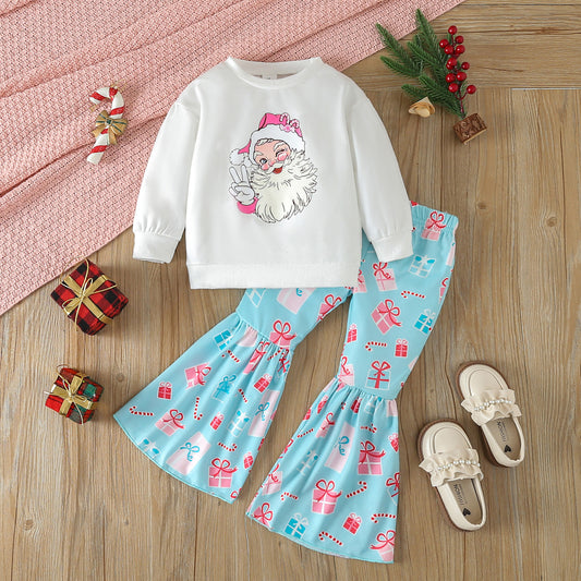 Cute Santa Claus Printed Sweater Suit