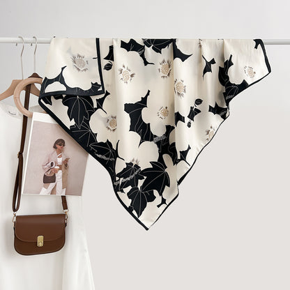 Design Floral Printed Square Scarf Women's Artistic Style Retro
