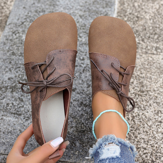 Plus Size Women's Shoes Retro Flat Bottom Casual Low-top Lace-up Gommino