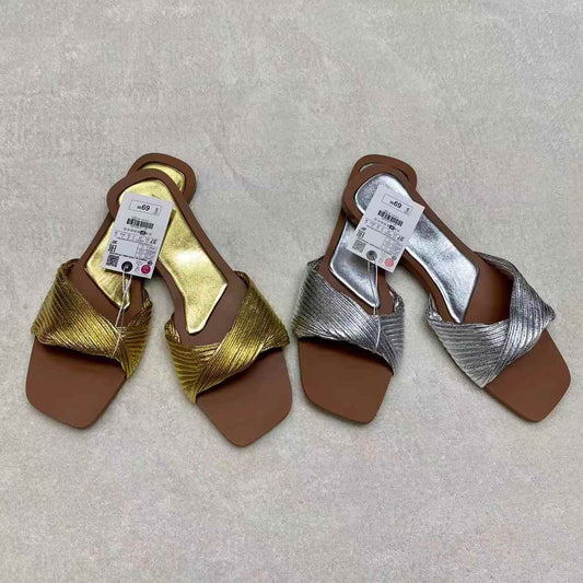 Casual All-matching Fashion Pleated Women's Flat Slippers