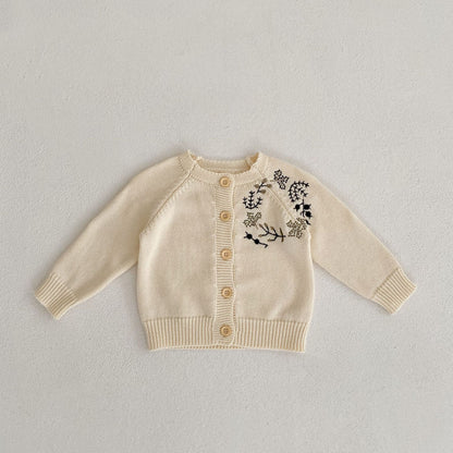 Children's Knitted Embroidered Flower Sweater