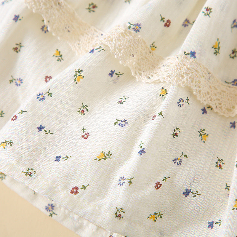 Infant Floral Culottes Lotus Leaf Lace Bread