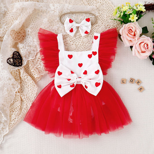 Girls' Fashion Love Print Patchwork Jumpsuit