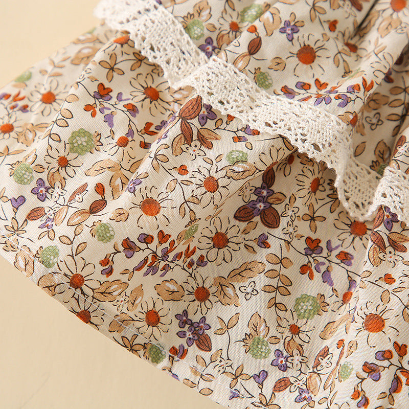 Infant Floral Culottes Lotus Leaf Lace Bread