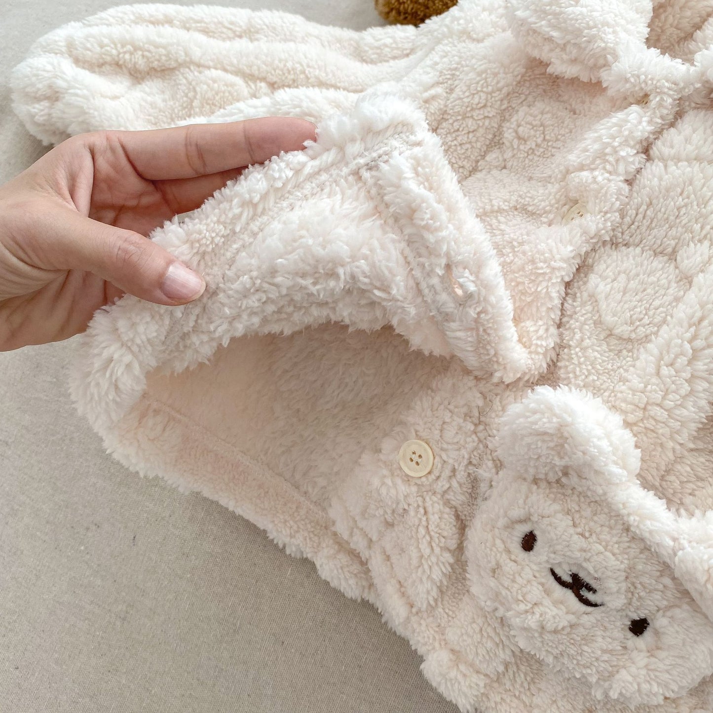 Bear Plush Coat Baby Velvet Pajamas Two-piece Set