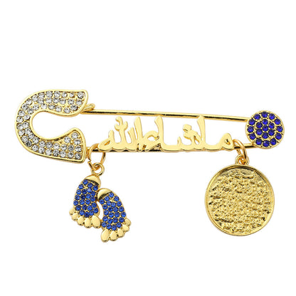 Full Diamond Foot Letter Metal Brooch Advanced Refined Personalized Clothing Ornament