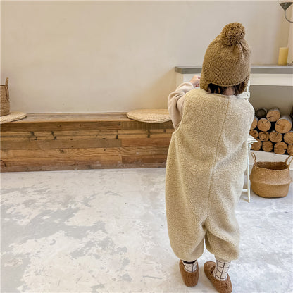 Children's Korean-style Fleece-lined Thickened Jumpsuit