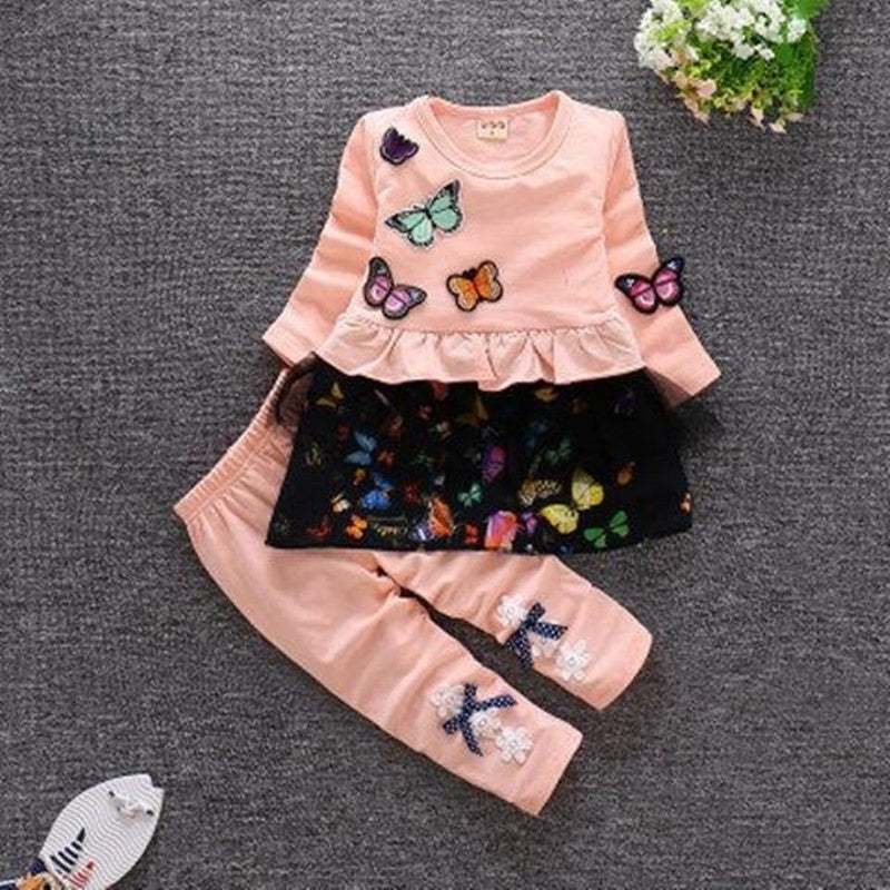 Girl's Leisure 2-piece Set With Bow Pattern Printing