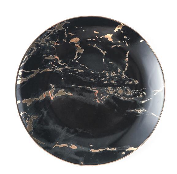 Light luxury golden rim marbled plate, salad dessert breakfast plate, round plate