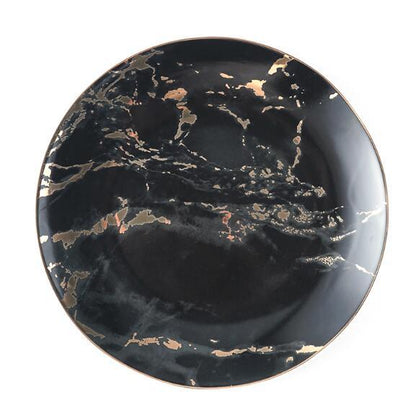 Light luxury golden rim marbled plate, salad dessert breakfast plate, round plate