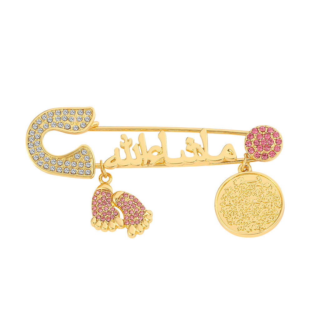 Full Diamond Foot Letter Metal Brooch Advanced Refined Personalized Clothing Ornament