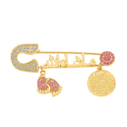 Full Diamond Foot Letter Metal Brooch Advanced Refined Personalized Clothing Ornament