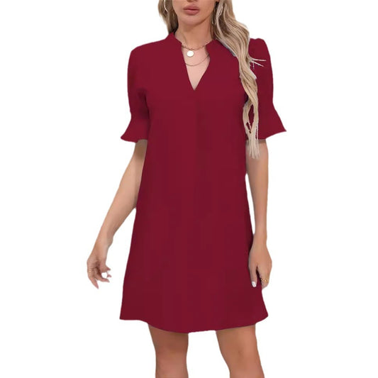 Five-point Lotus Leaf Sleeve Dress Women